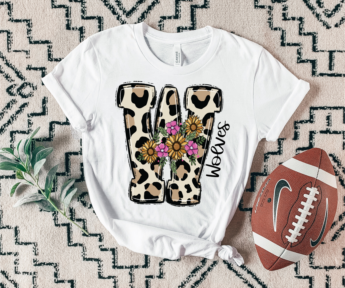 Wolves floral leopard mascot 7448 DTF Transfers