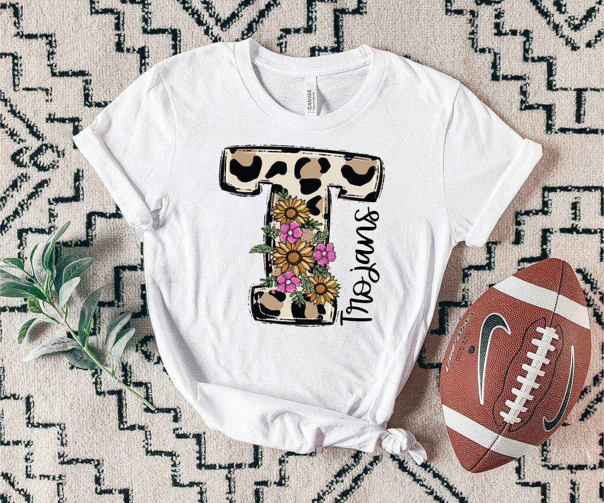 Trojans Floral leopard mascot 7451 DTF TRANSFER