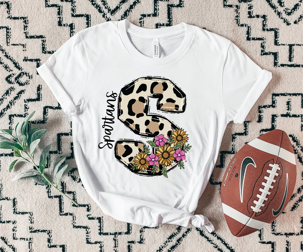 Spartans floral leopard mascot 7455 DTF TRANSFER