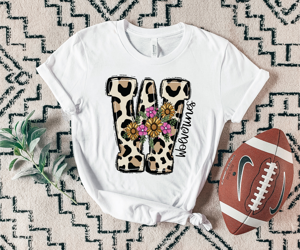 Wolverines Floral Leopard Mascot 7458 DTF TRANSFER