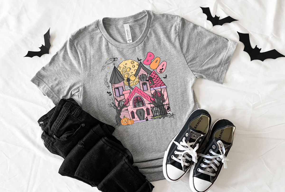 Boo pink house 7502 DTF TRANSFER