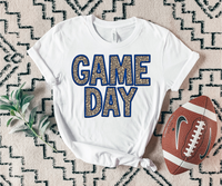 Game Day Embroidery Blue Leopard 7546 DTF transfer