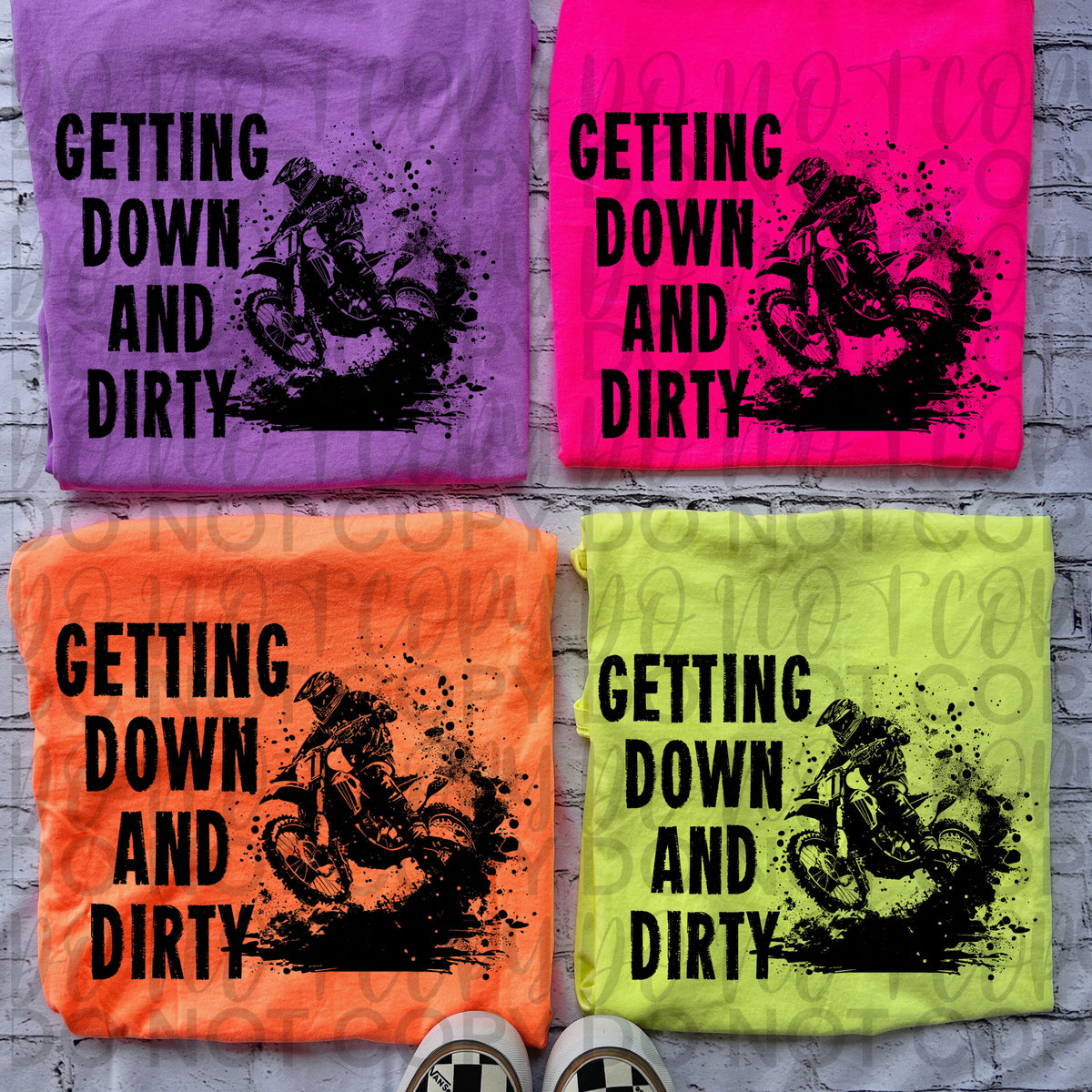 Getting down and dirty Dirt Bike BLACK (Starlight) DTF transfer
