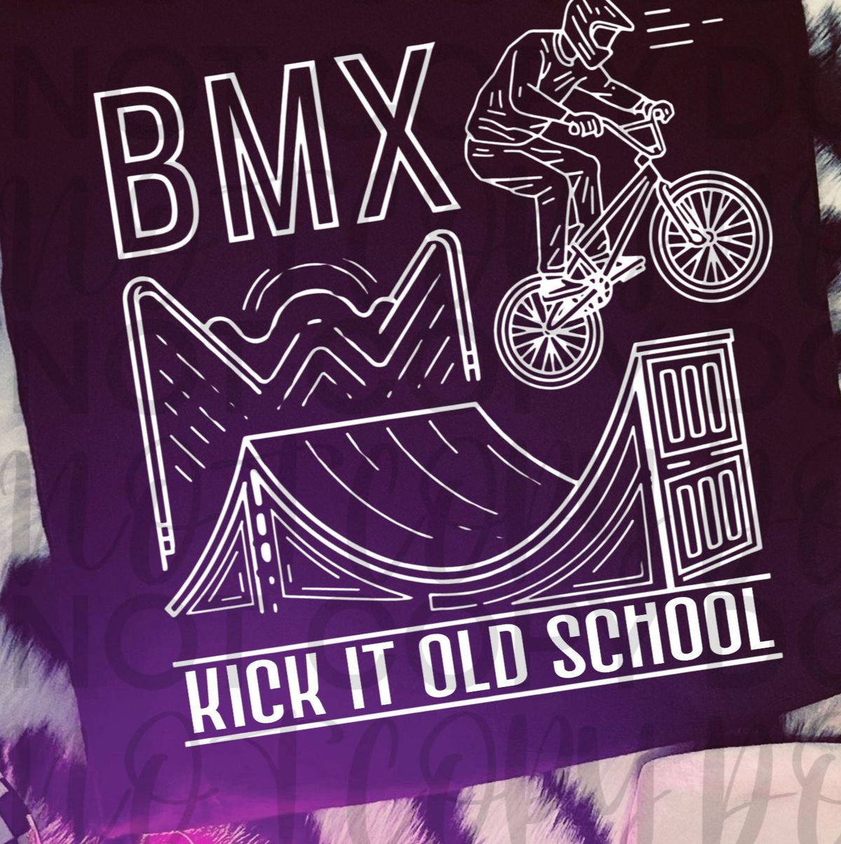 BMX Kick it old school WHITE (Starlight) DTF transfer