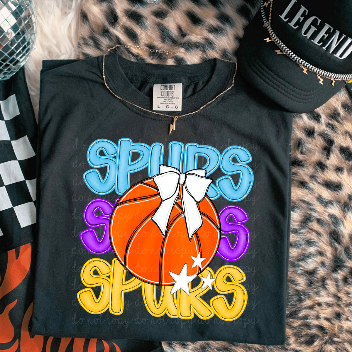Spurs Preppy Bright Basketball (caplinger) DTF Transfer
