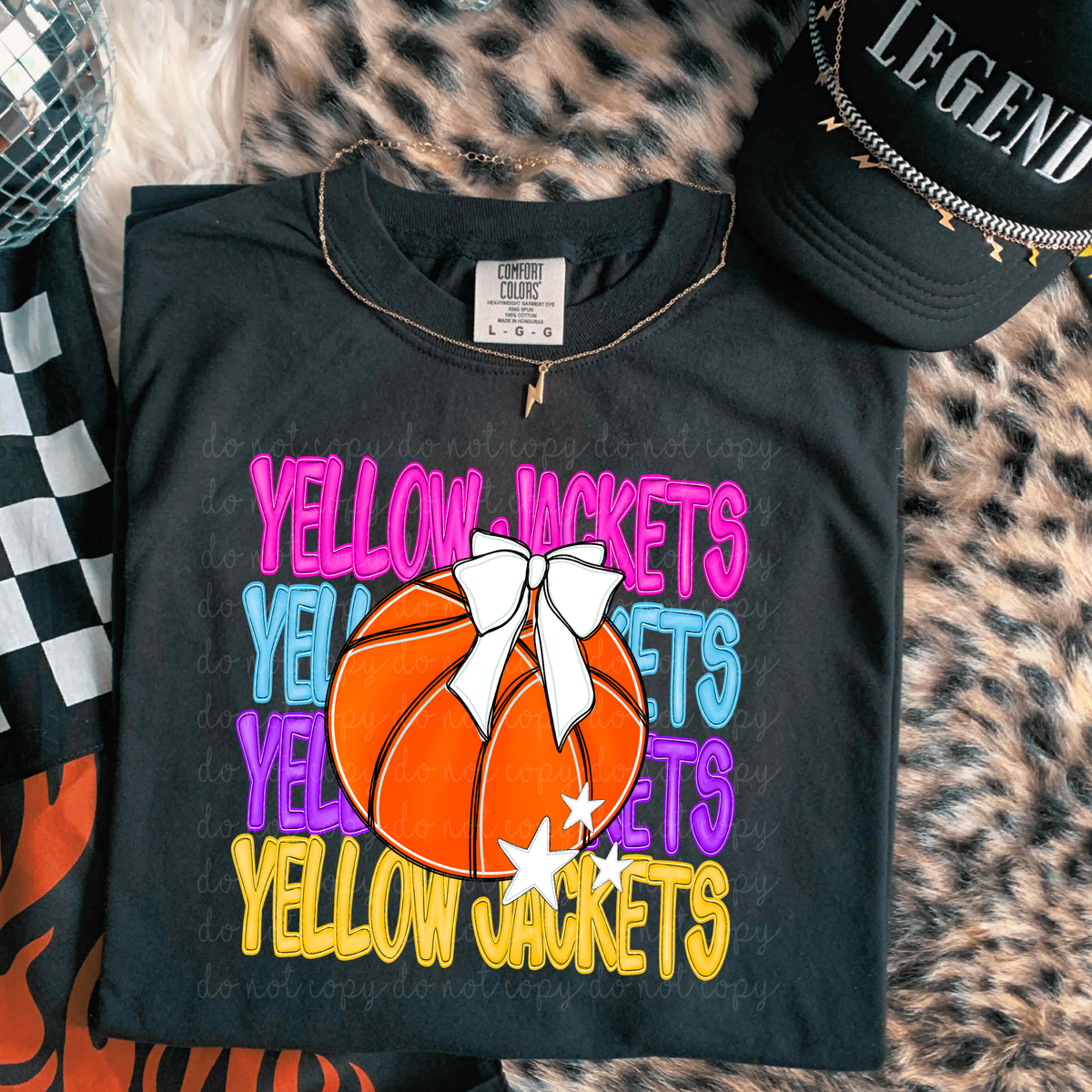 Yellow Jackets Preppy Bright Basketball (caplinger) DTF Transfer