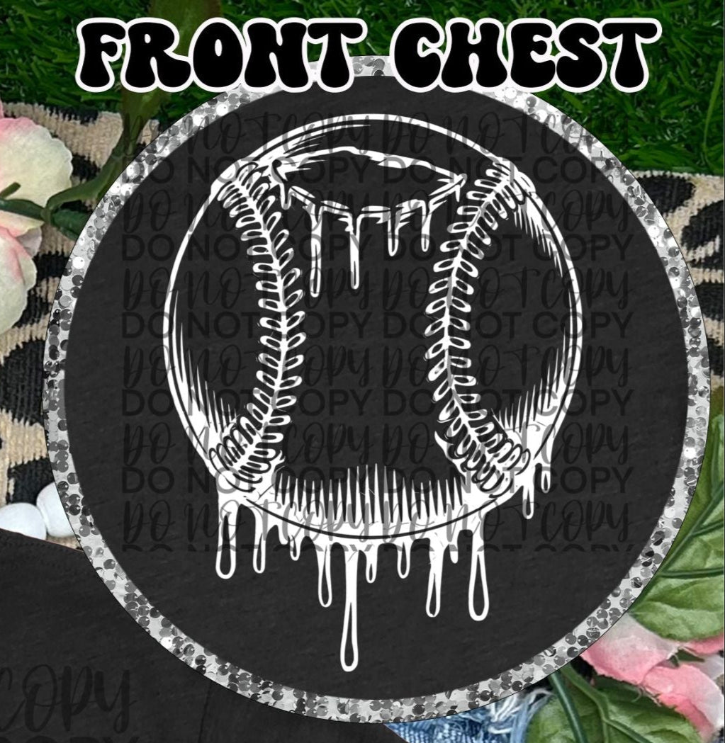 Baseball/Softball Drip Pocket WHITE (Starlight) DTF transfer