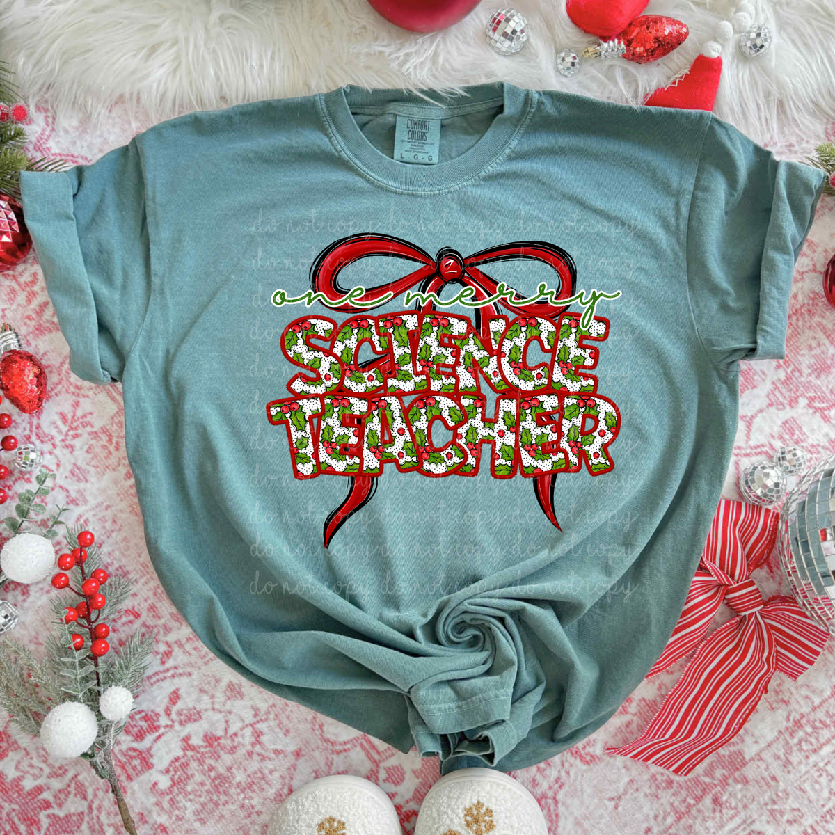 One Merry Science Teacher (City) DTF transfer