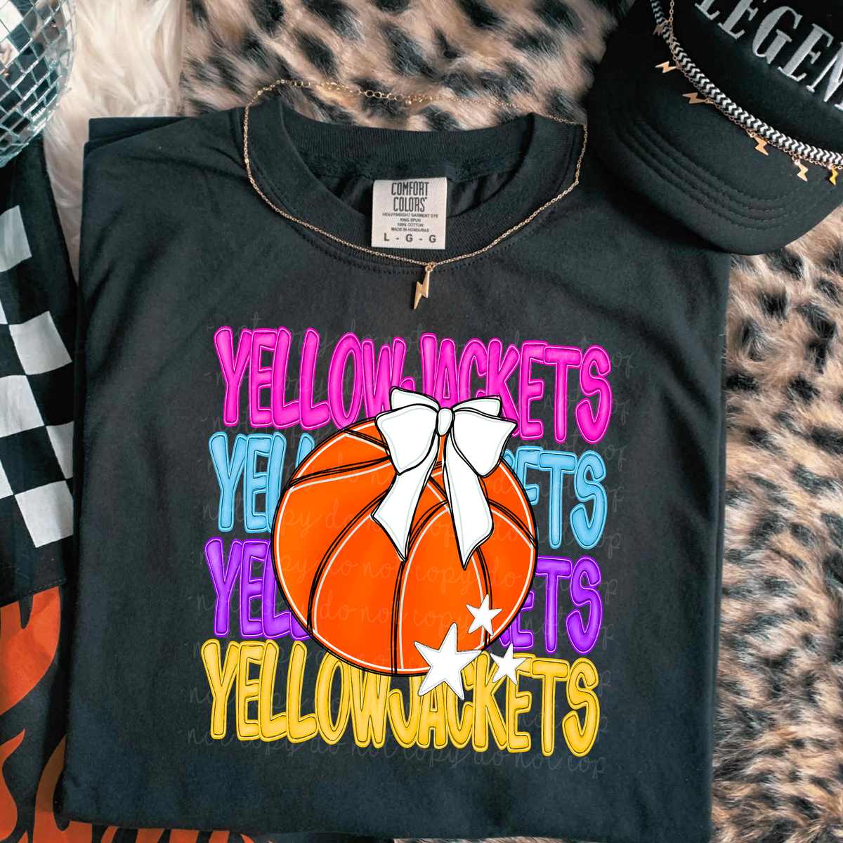 Yellowjackets Preppy Bright Basketball (caplinger) DTF Transfer