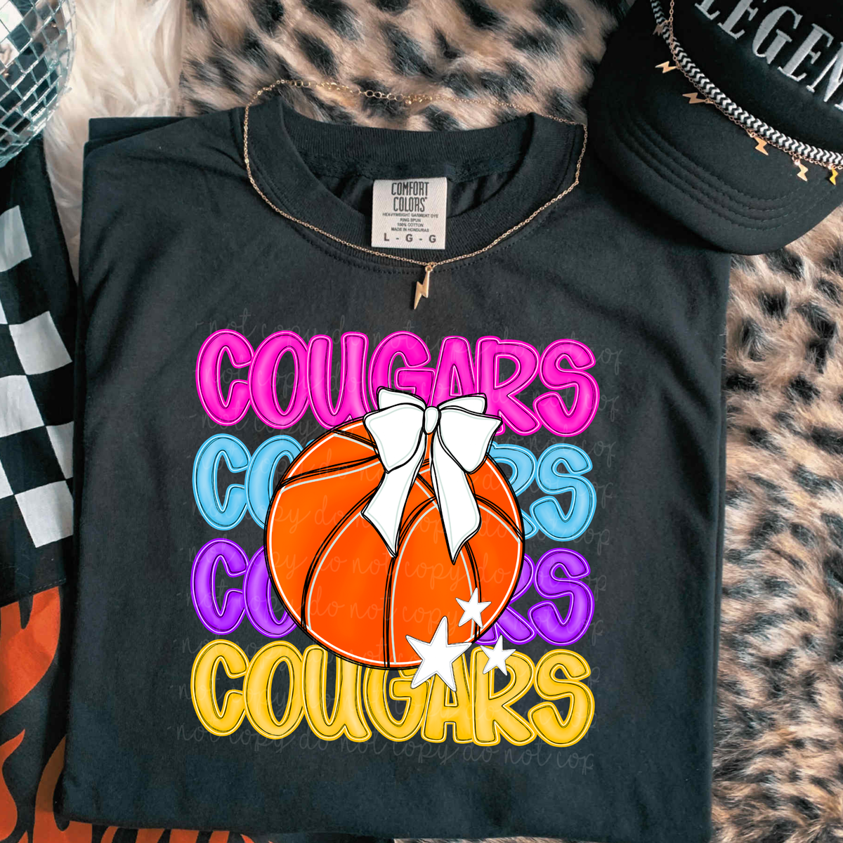 Cougars Preppy Bright Basketball (caplinger) DTF Transfer