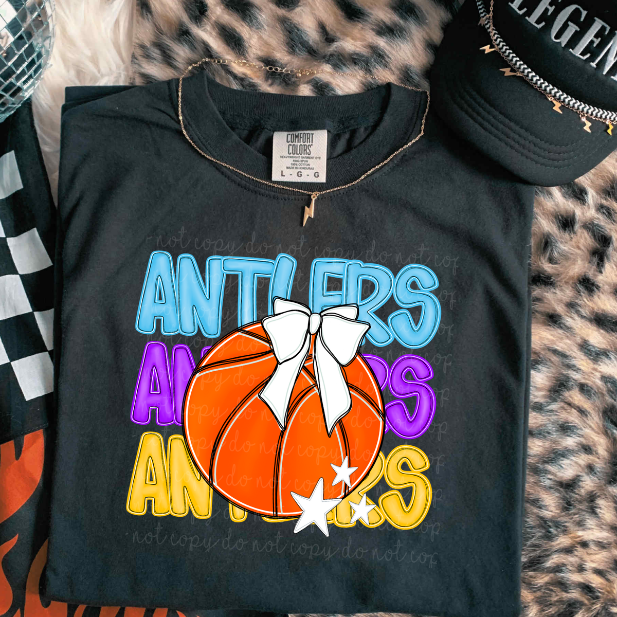 Antlers Preppy Bright Basketball (caplinger) DTF Transfer