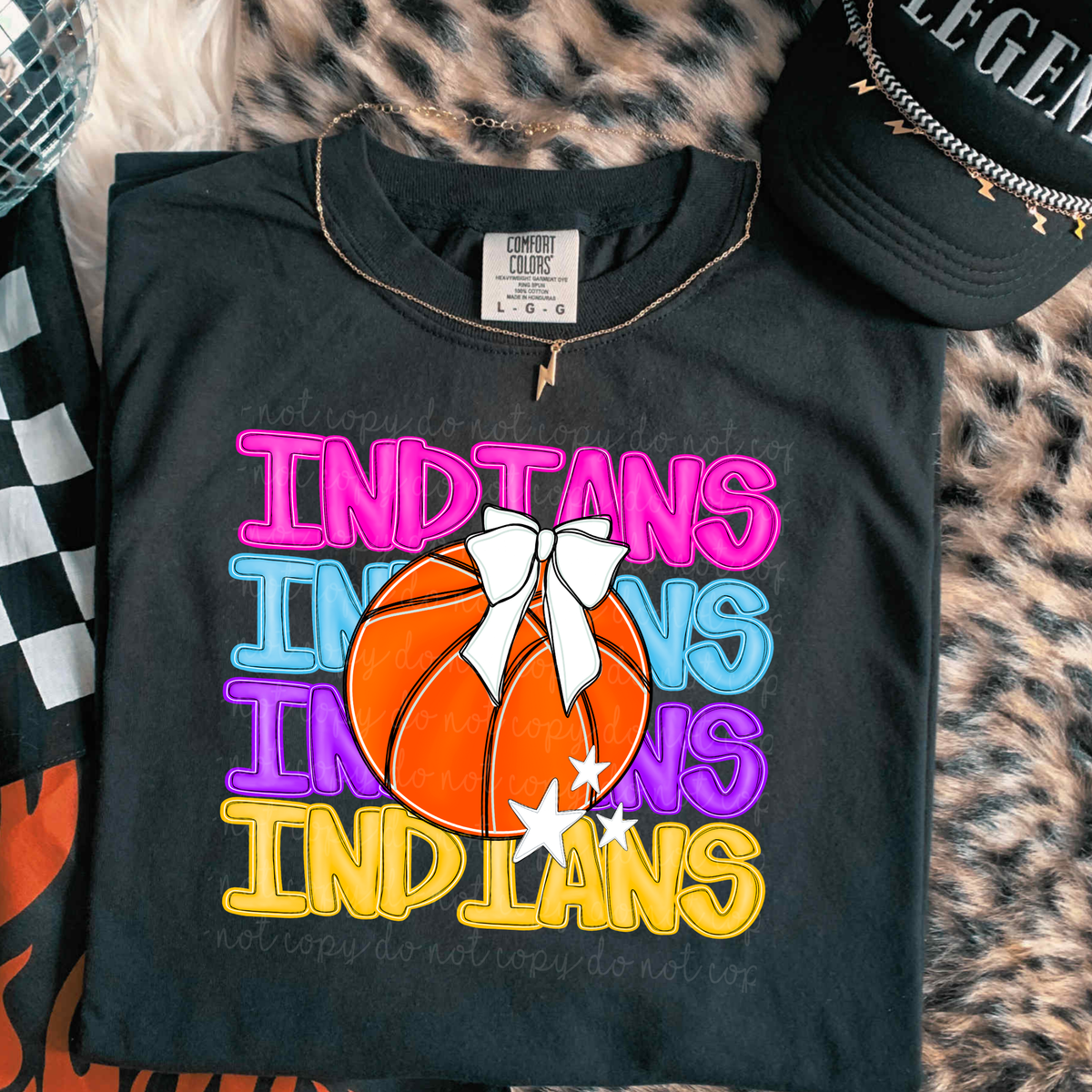 Indians Preppy Bright Basketball (caplinger) DTF Transfer