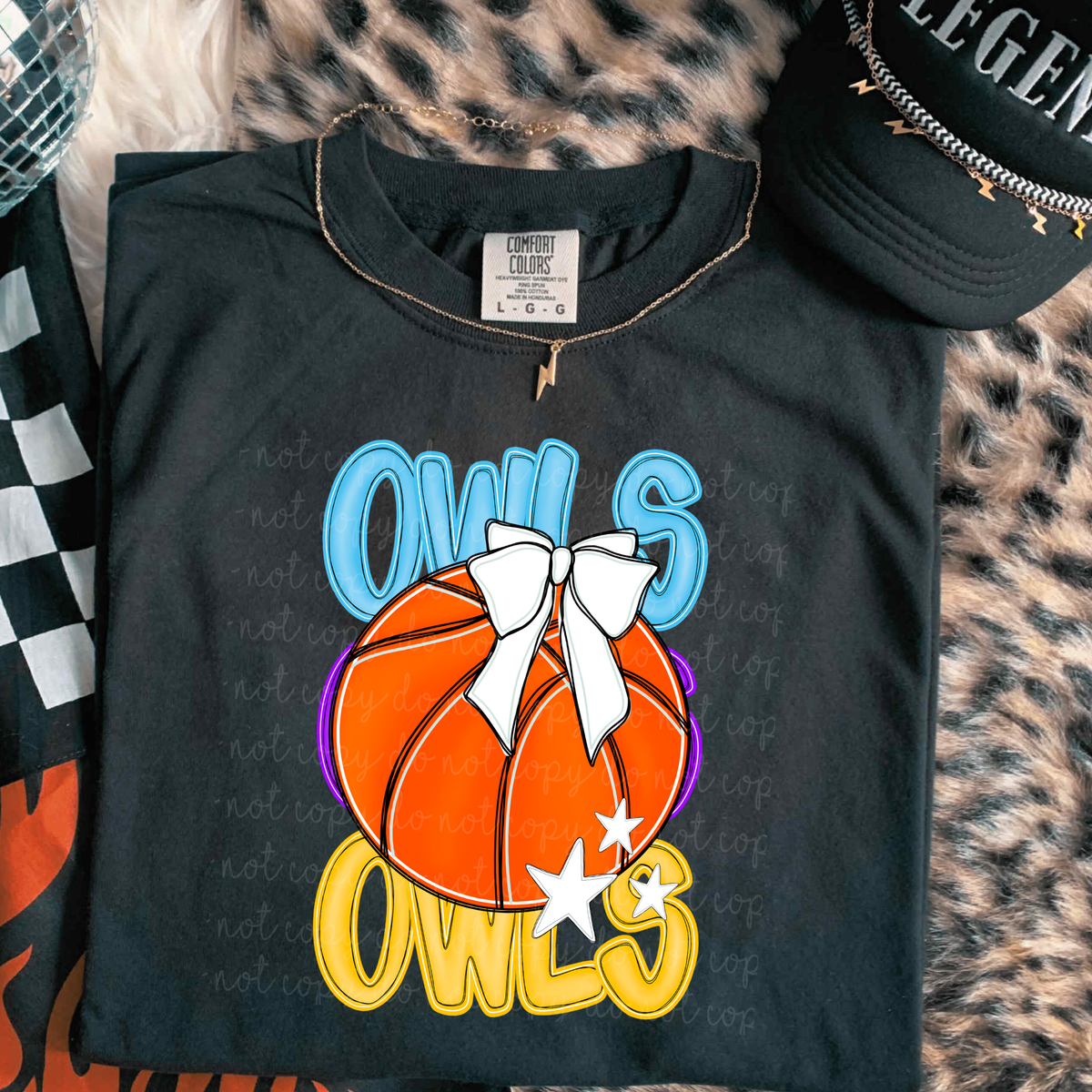 Owls Preppy Bright Basketball (caplinger) DTF Transfer