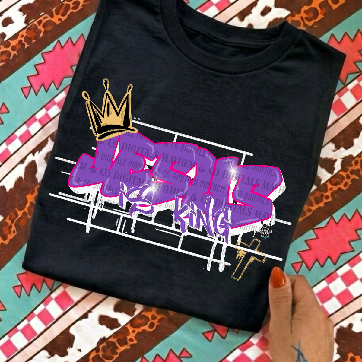 Jesus is king PURPLE graffiti DTF Transfer