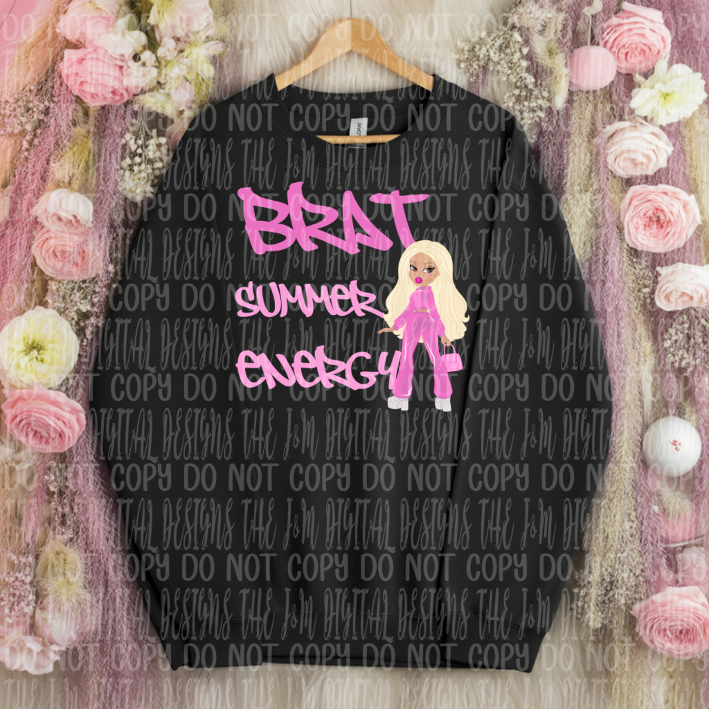 Blonde hair doll summer energy (J&M) DTF Transfer