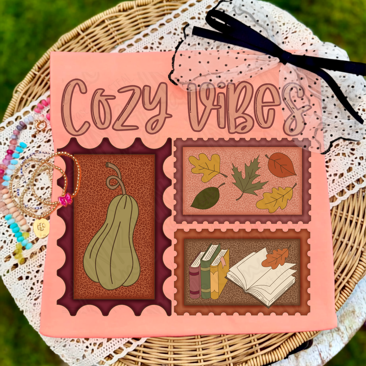 Cozy vibes stamps (Ink) DTF Transfer