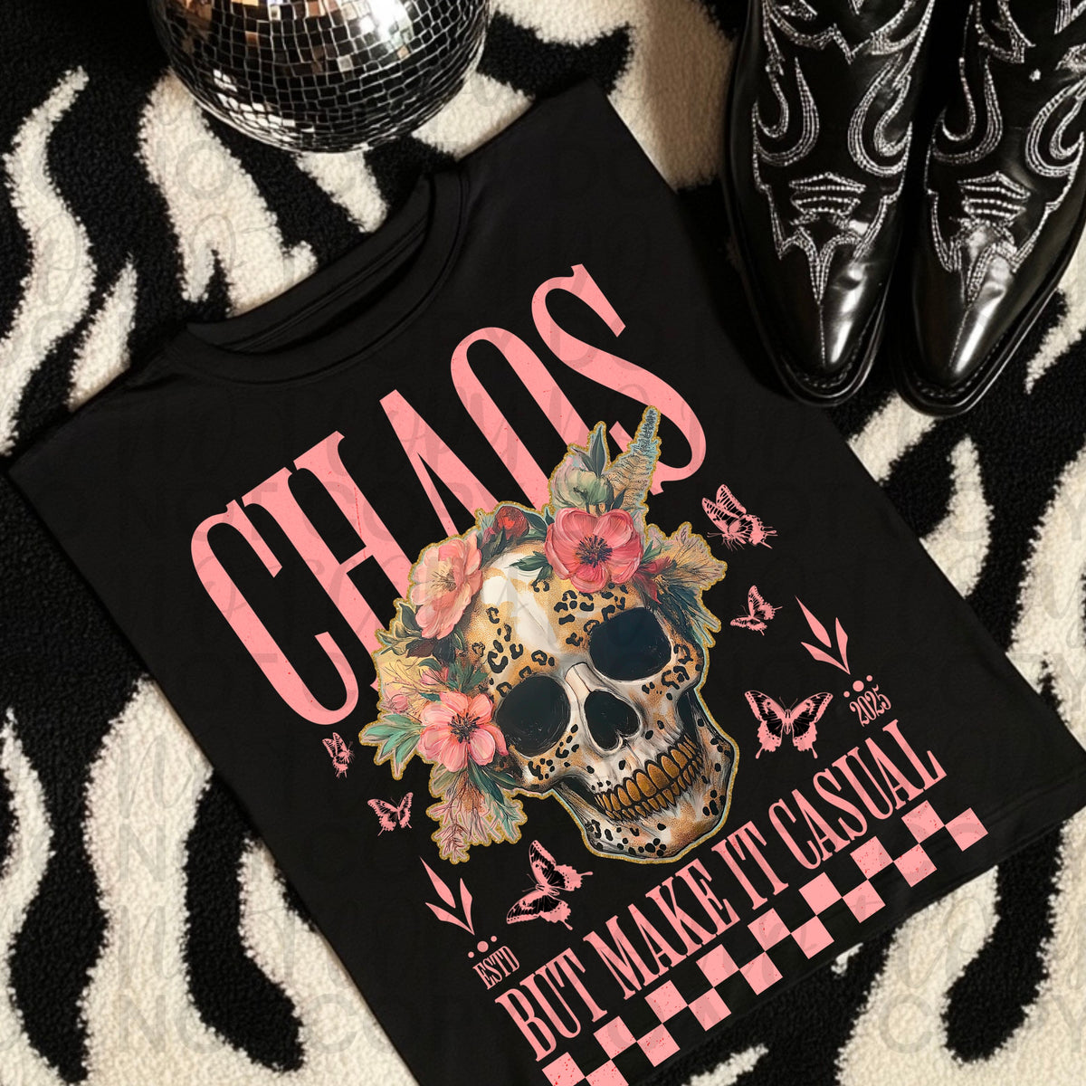 Chaos but make it casual PINK (Starlight) DTF transfer