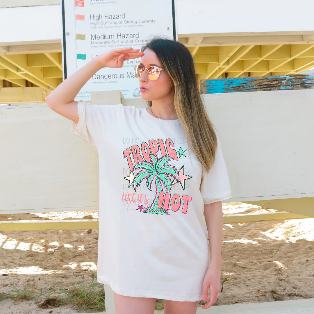 Tropic like it's hot palm tree (Scarlow) DTF Transfer