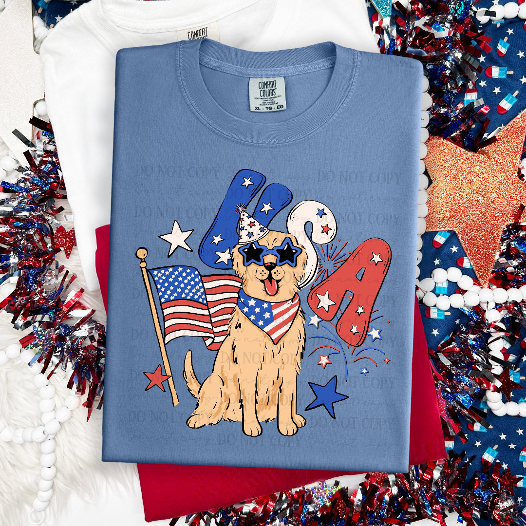 USA golden retriever (Scarlow) DTF Transfer