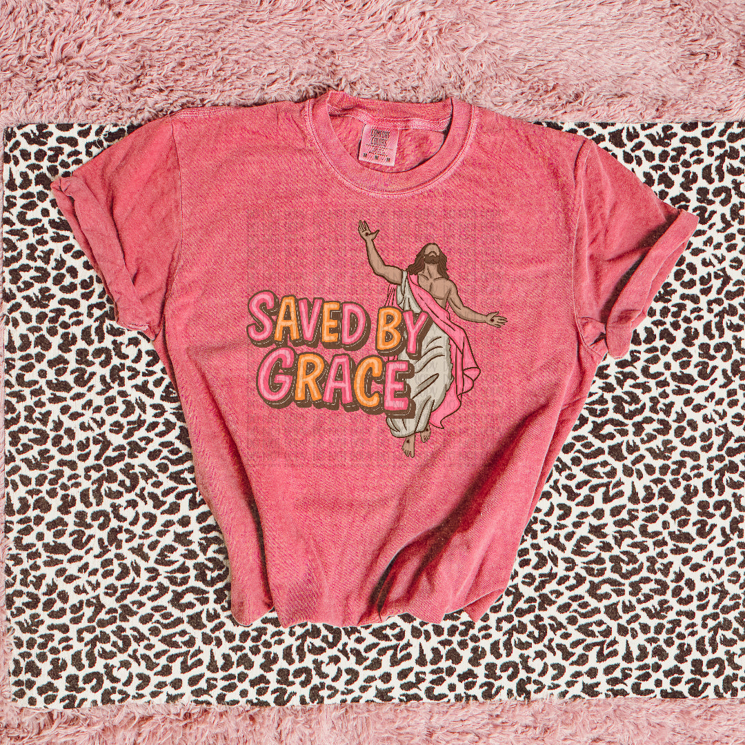 Saved by grace PINK and ORANGE with Jesus (OHDD) DTF Transfer