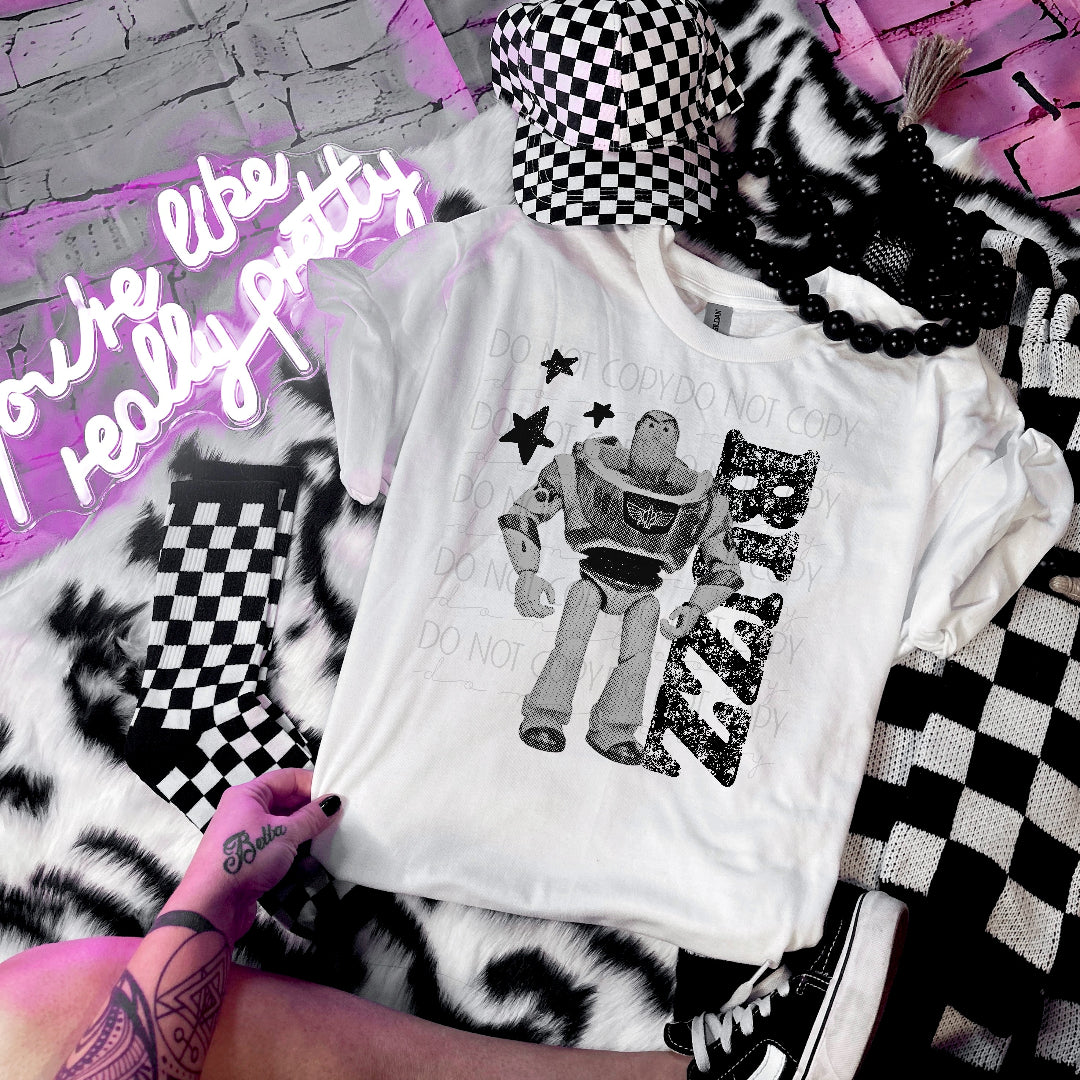 Toy astronaut halftone BLACK (TIB) DTF Transfer