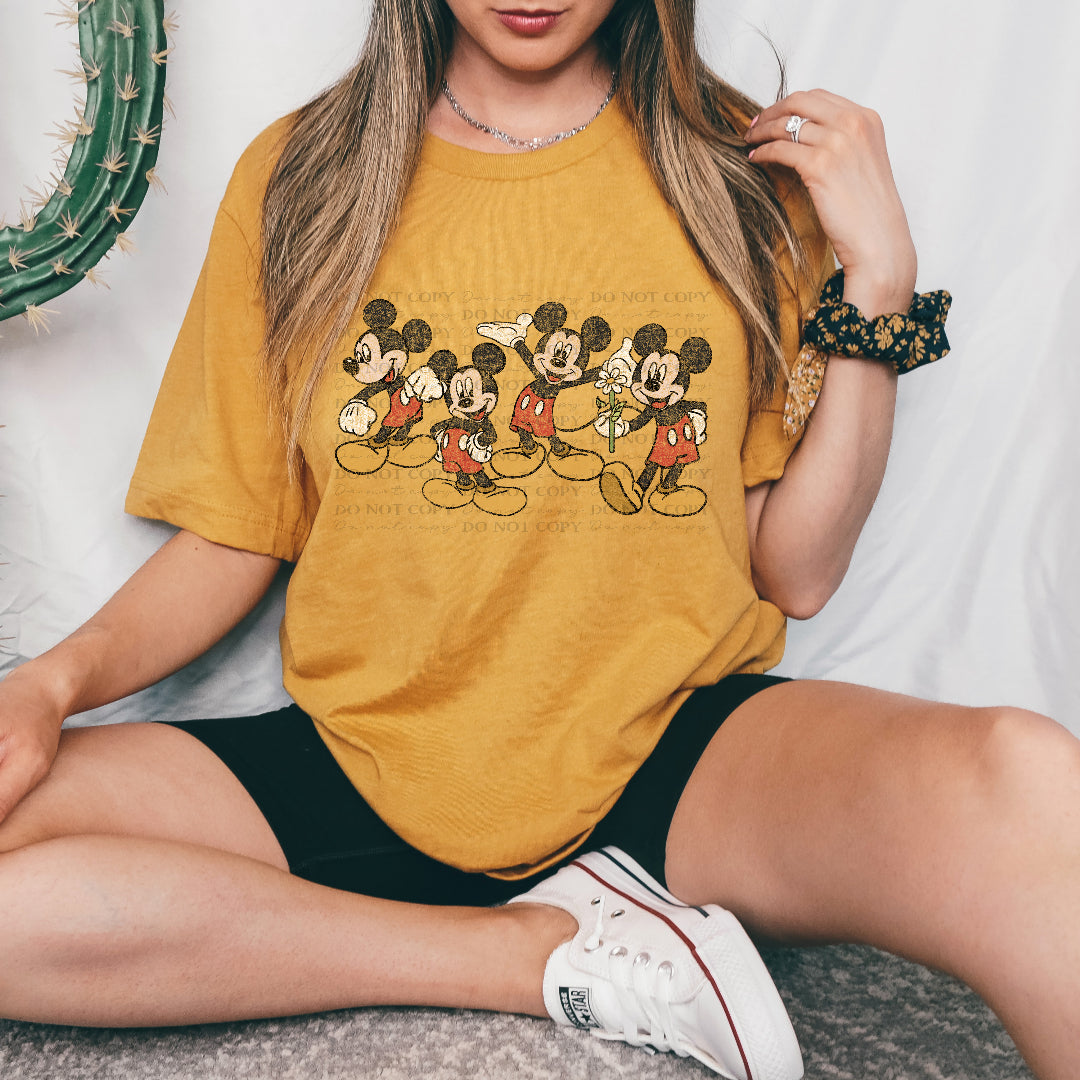Mouse poses distressed (Scarlow) DTF Transfer