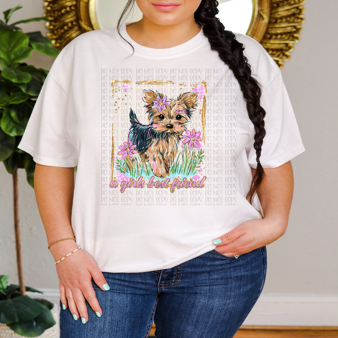 A girl's best friend yorkie (SSD) DTF Transfer