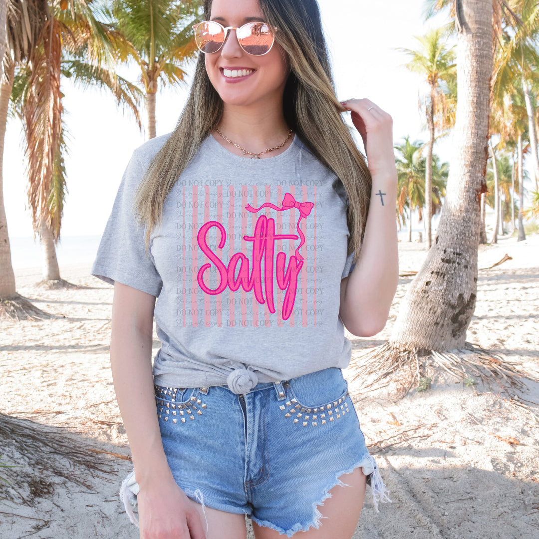 Salty NEON PINK bow (Wildflower) DTF Transfer