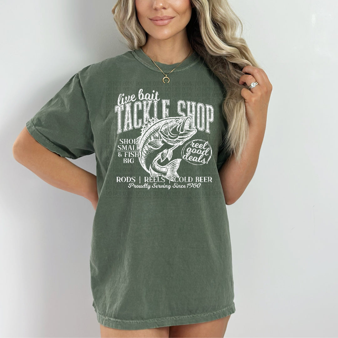 Live bait tackle shop white (Scarlow) DTF Transfer