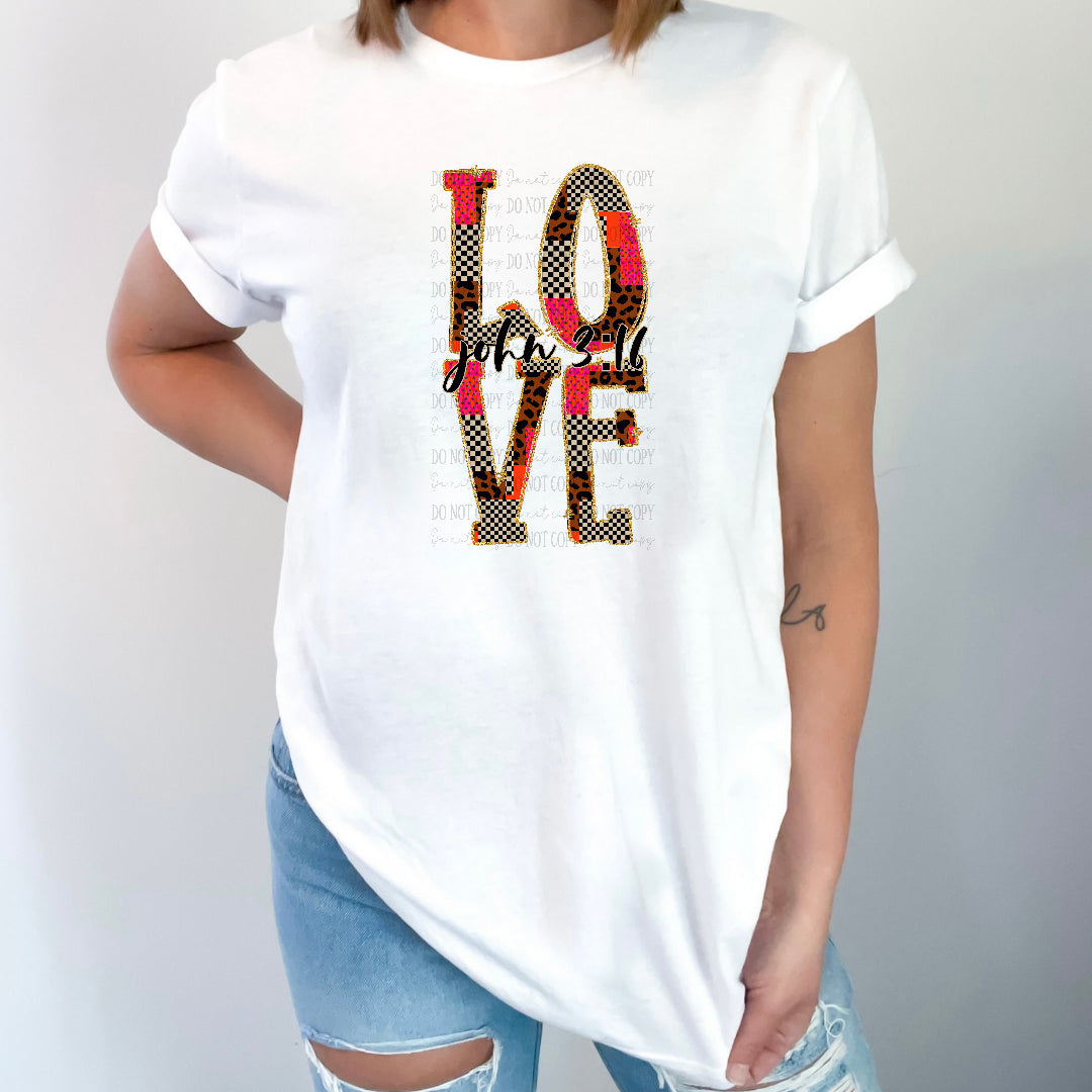 Love leopard and checkered filled (Vehement) DTF Transfer