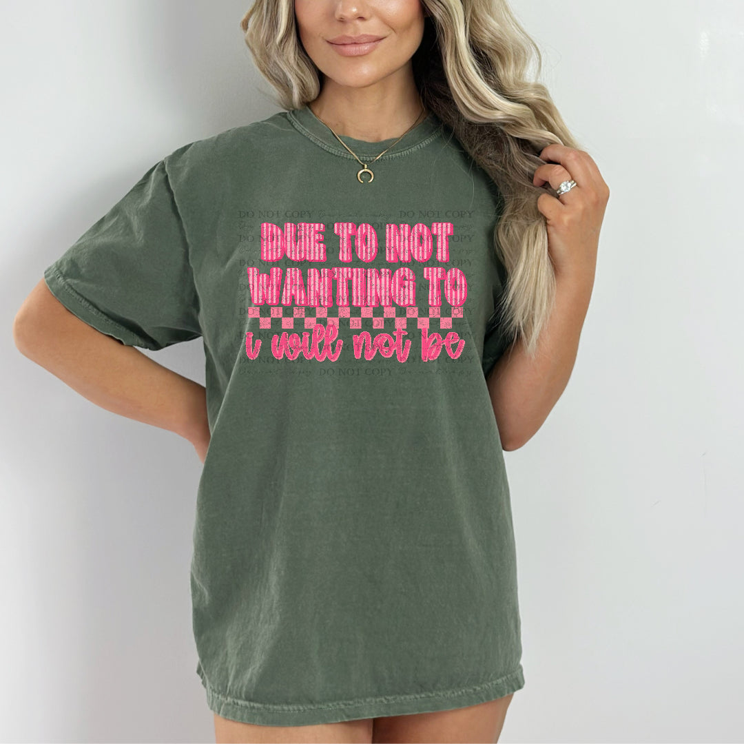 Due to not wanting to I will not pink checkered (Scarlow) DTF Transfer