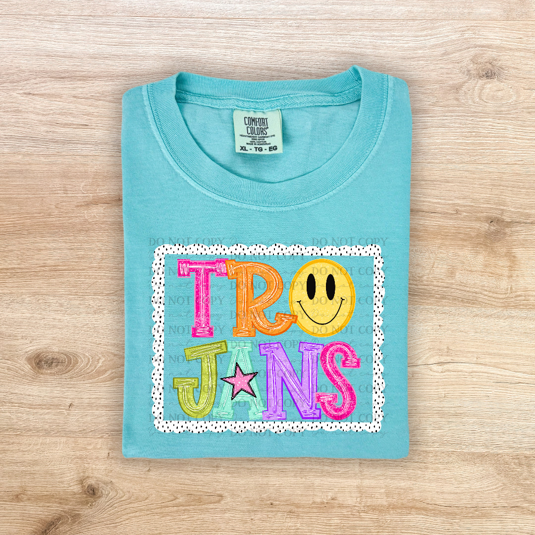 Trojans polka dot scalloped frame (Carter)DTF Transfer