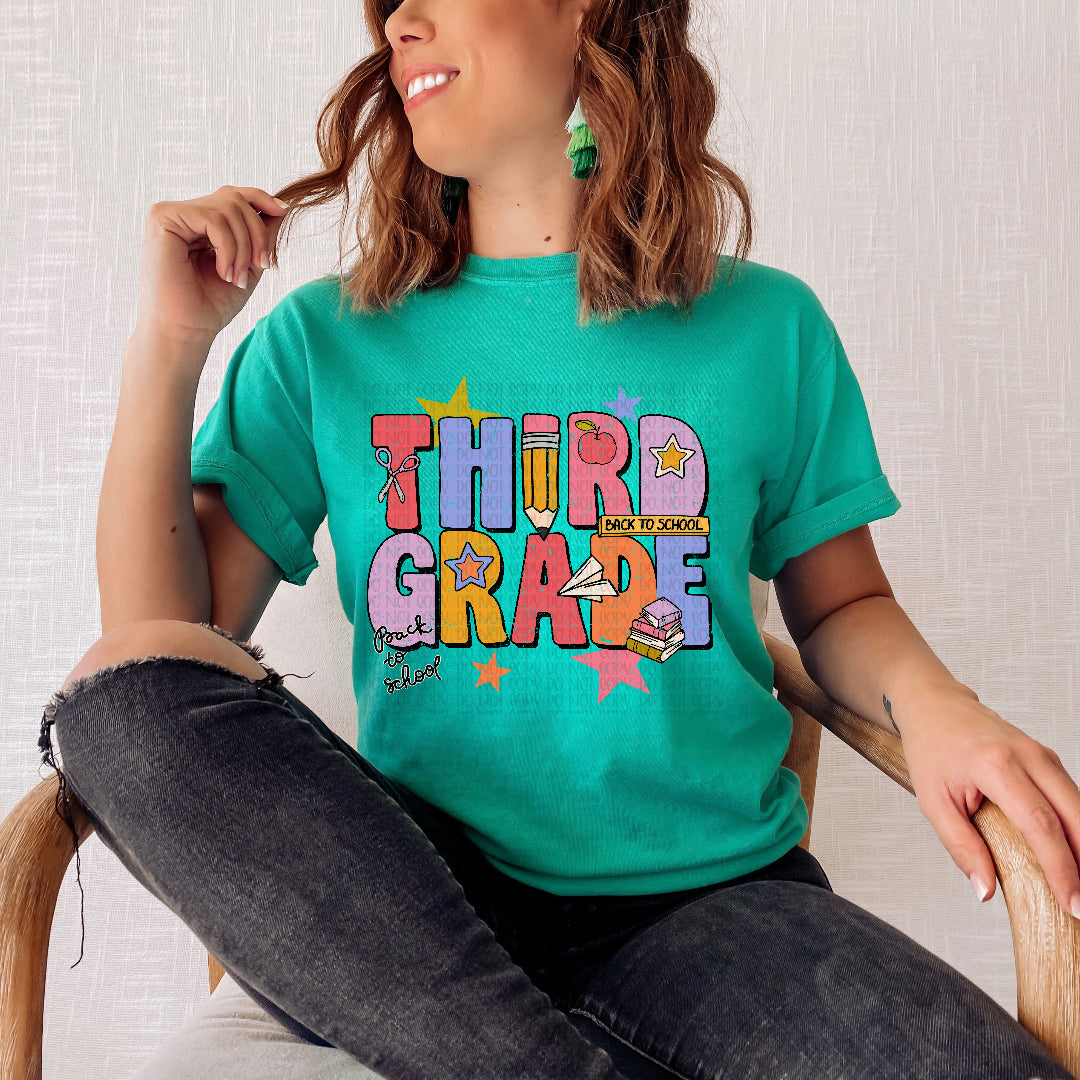 Third grade back to school colorful (Scarlow) DTF Transfer