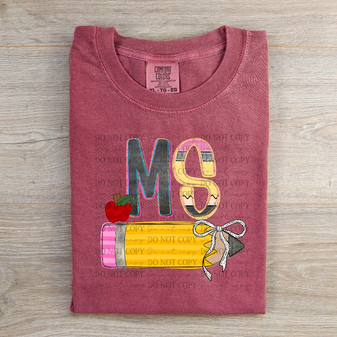 Ms. apple and pencil (DKD) DTF Transfer