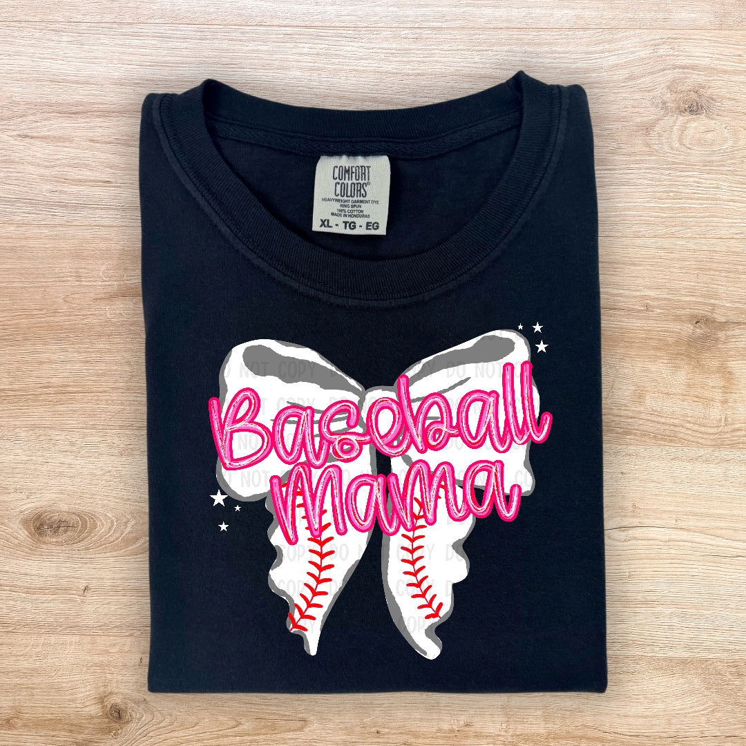 Baseball mama bow faux glitter (JBD) DTF Transfer
