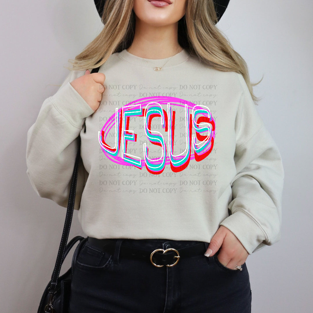 Jesus brushstroke oval (Texasgal) DTF Transfer
