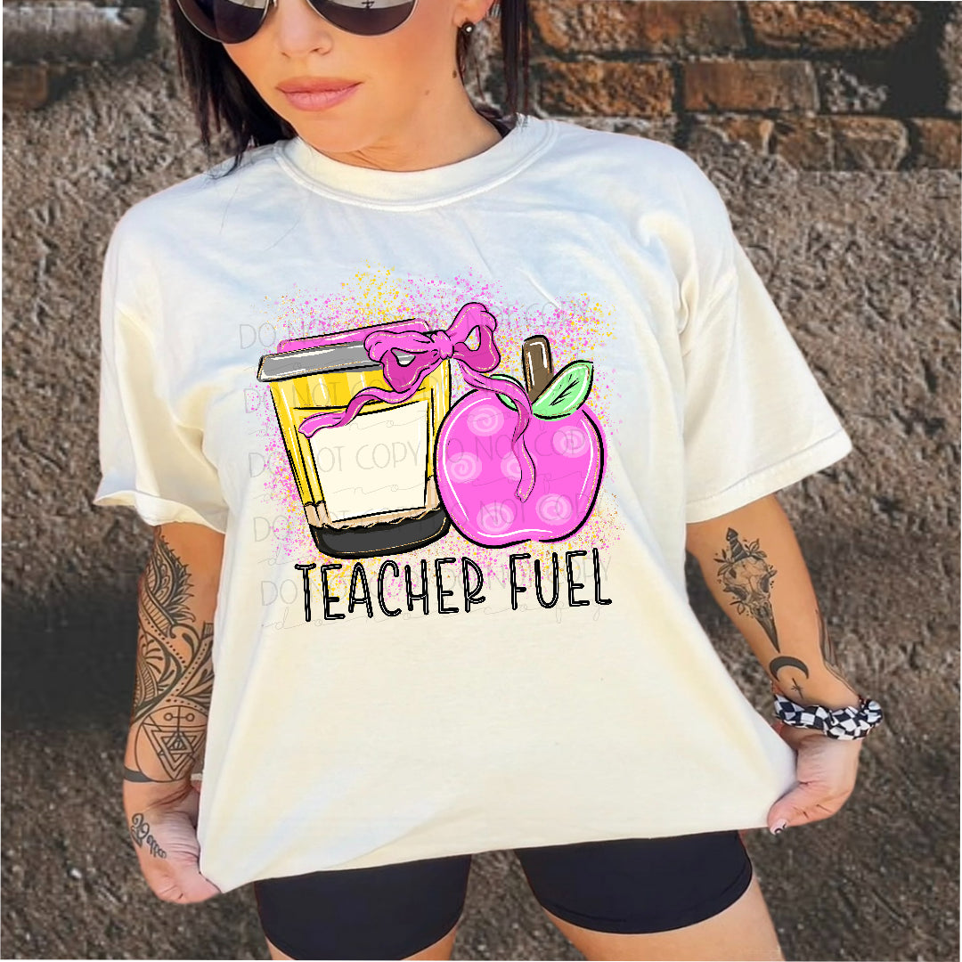Teacher fuel coffee and pink apple (SSD) DTF Transfer