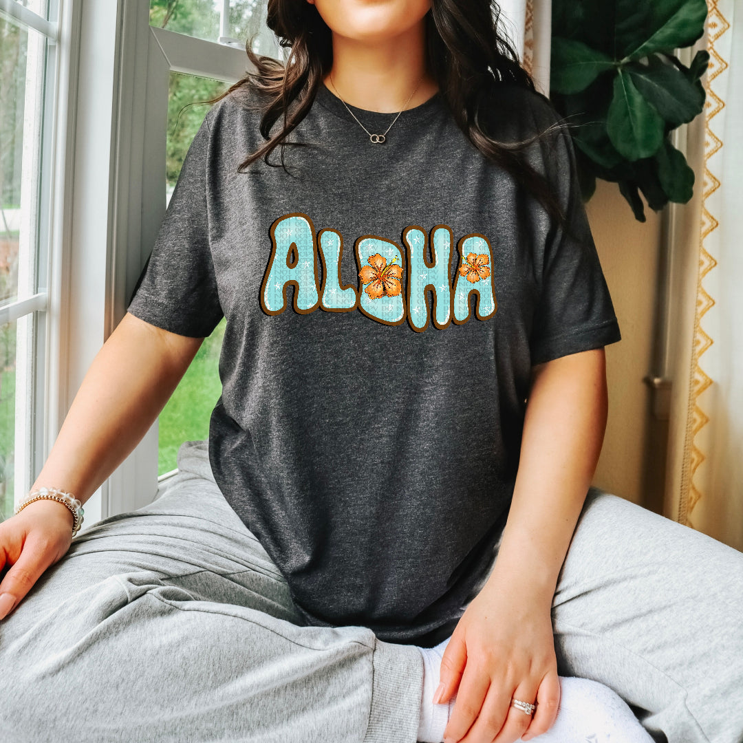 Aloha orange flowers NOT DISTRESSED (JBD) DTF transfer