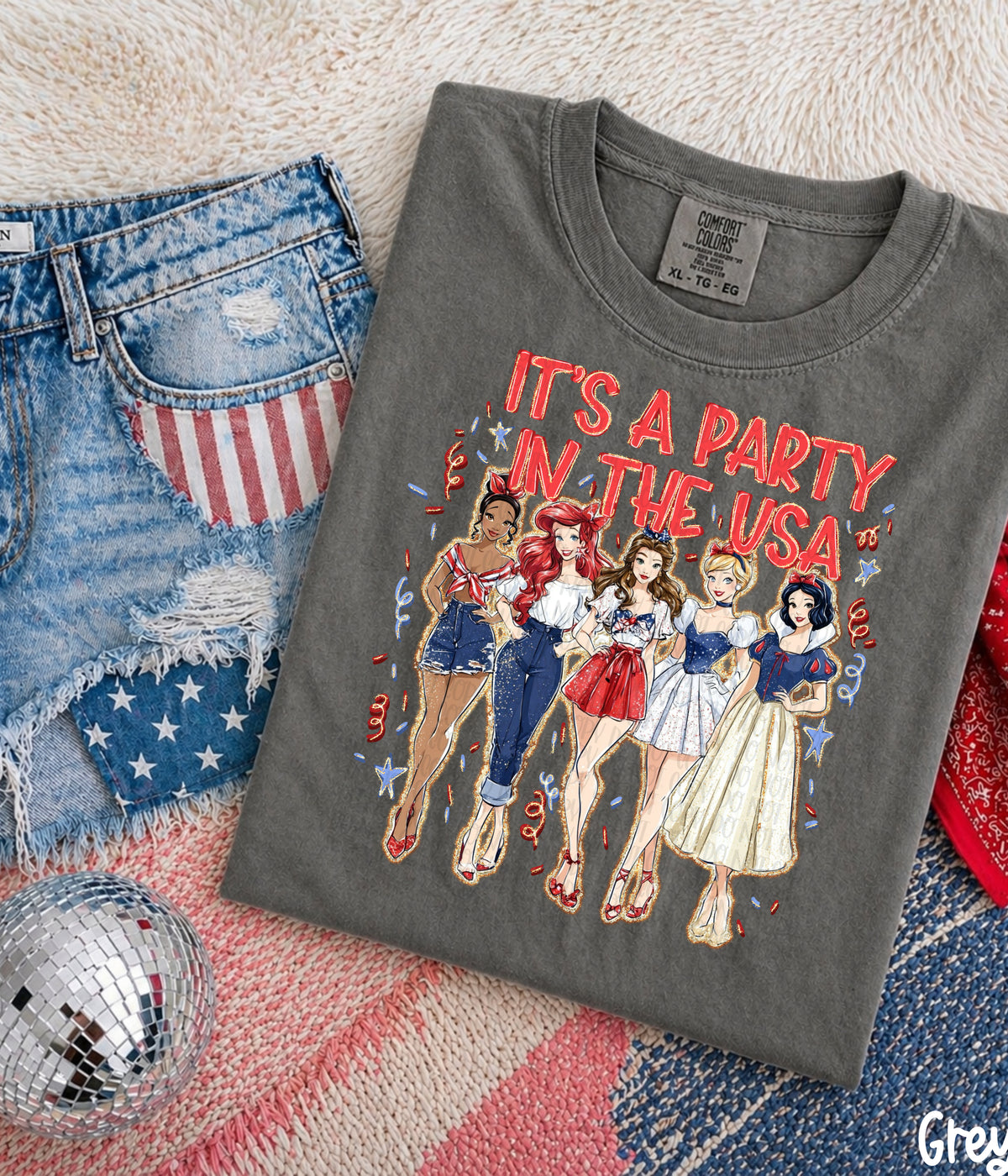 It's a party in the USA princesses (SSD) DTF Transfer