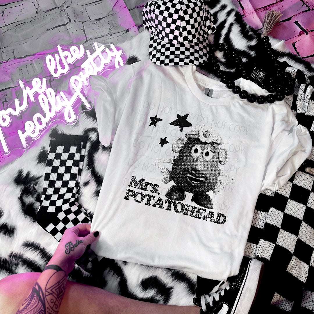 Mrs potato halftone BLACK (TIB) DTF Transfer