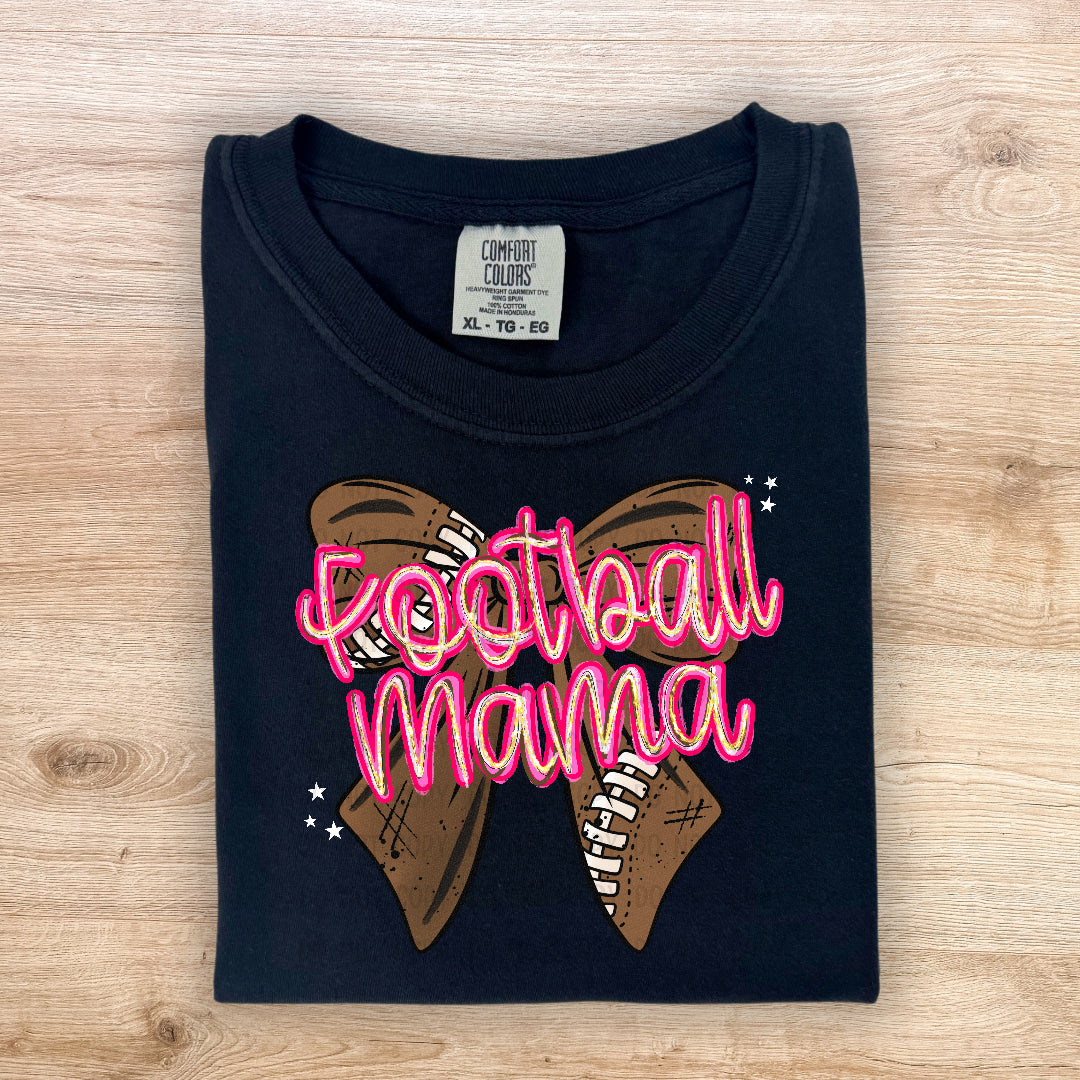Football mama bow faux glitter (JBD) DTF Transfer