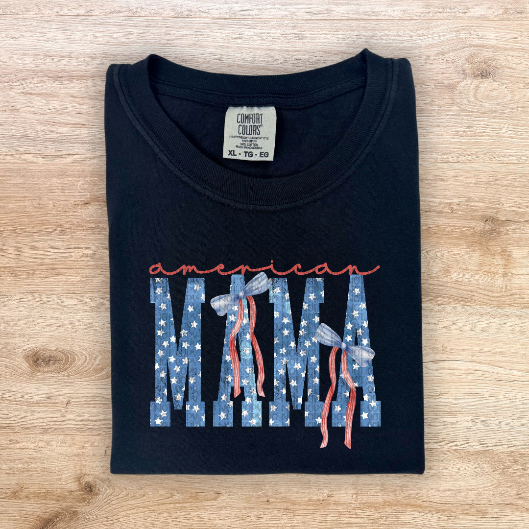 American mama RED and BLUE bows (Kai) DTF Transfer
