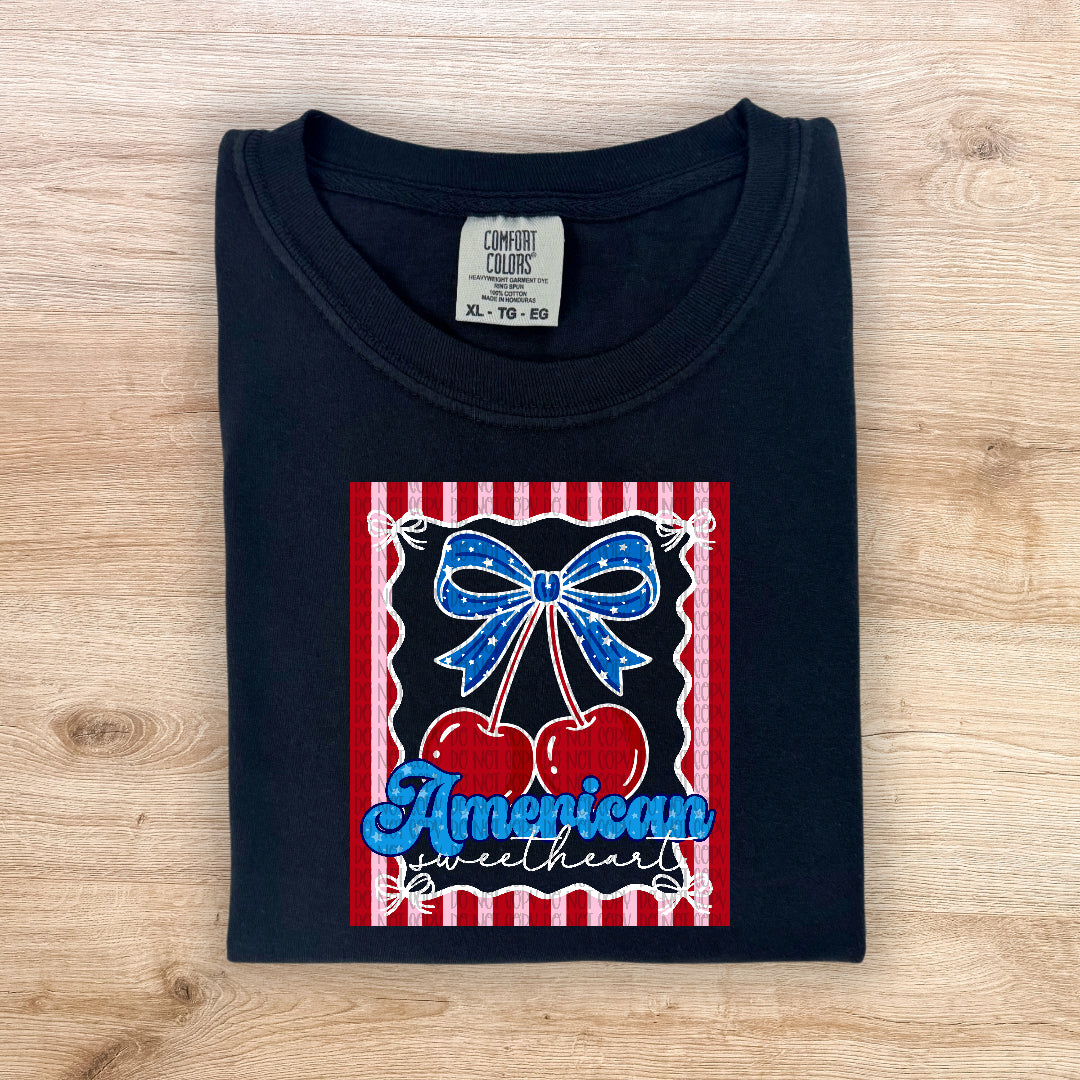 American sweetheart cherry striped frame (Carter) DTF Transfer