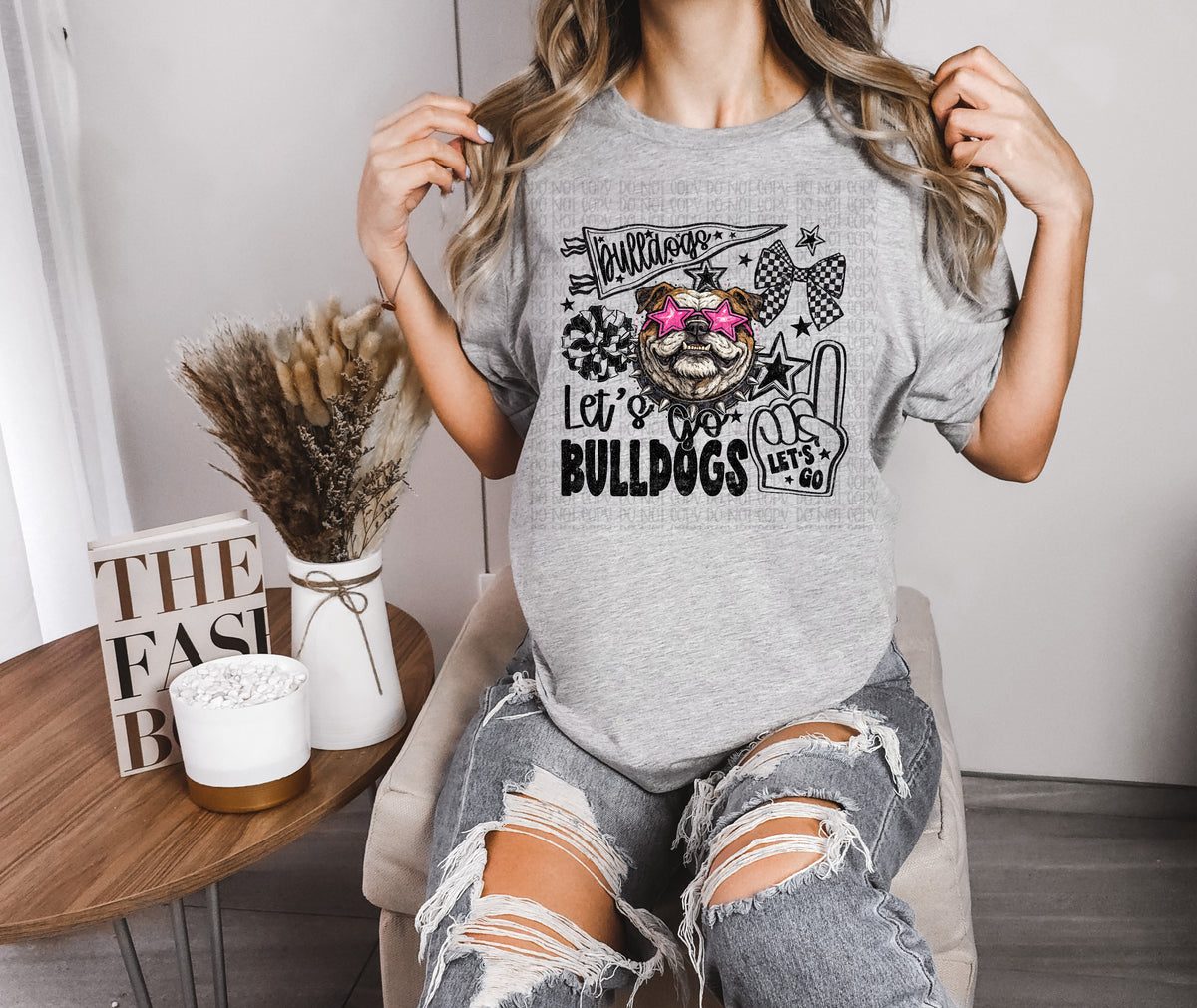 Let's go bulldogs pink star glasses (Scarlow) DTF Transfer