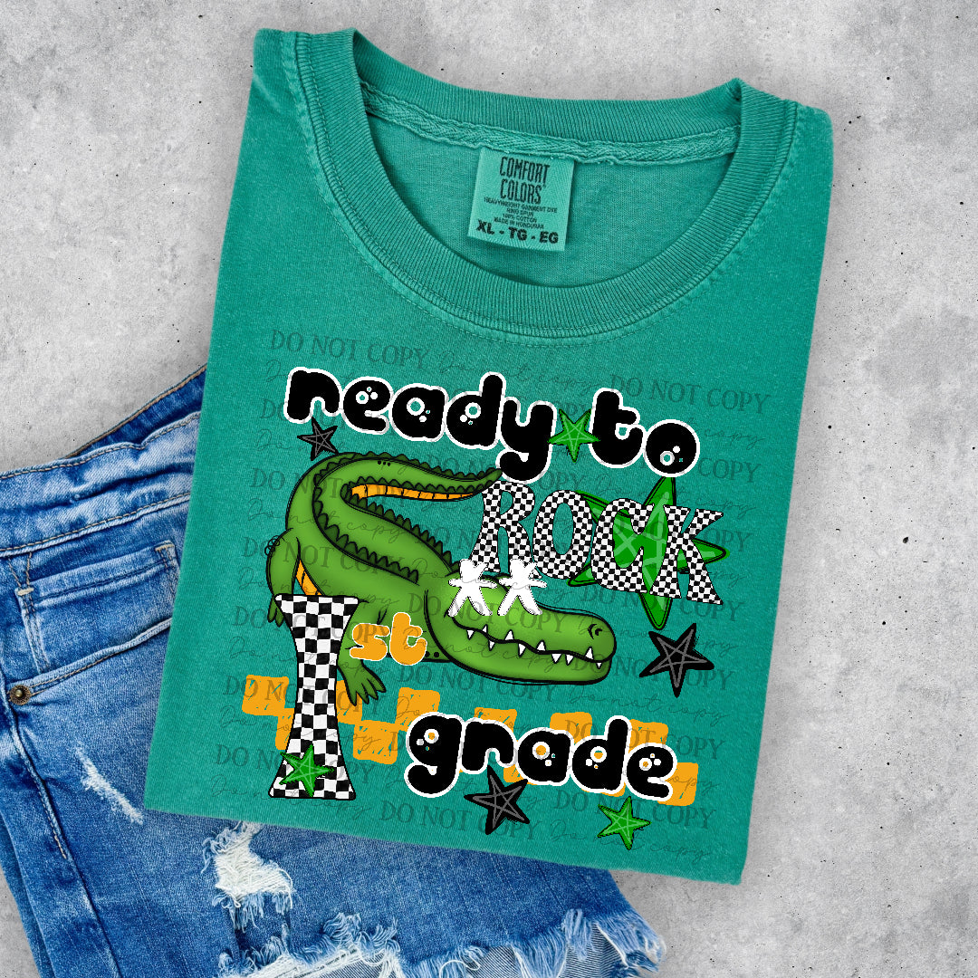 Ready to rock 1st grade black words (DKD) DTF Transfer