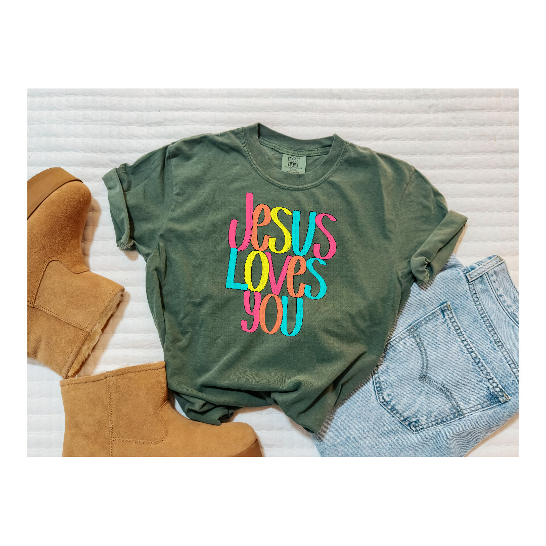 Jesus loves you NEON (OHDD) dtf transfer