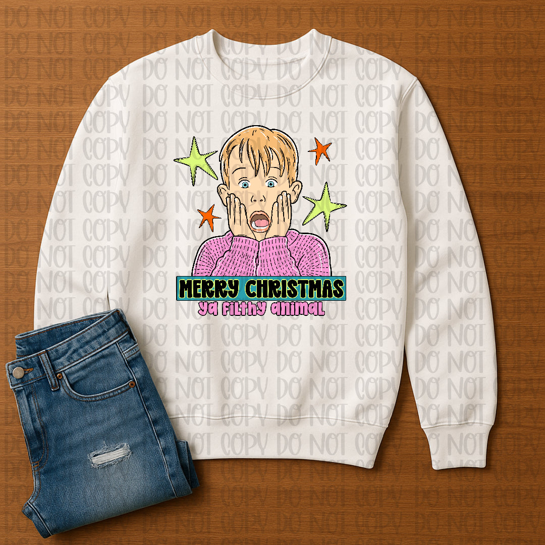 Merry Christmas ya filthy animal (CST) DTF Transfer