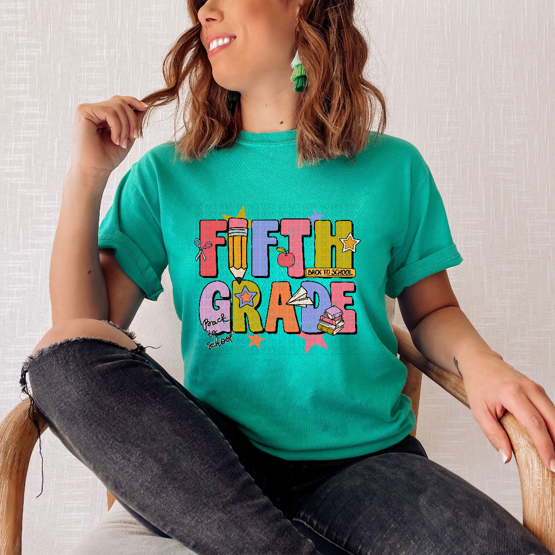 Fifth grade back to school colorful (Scarlow) DTF Transfer