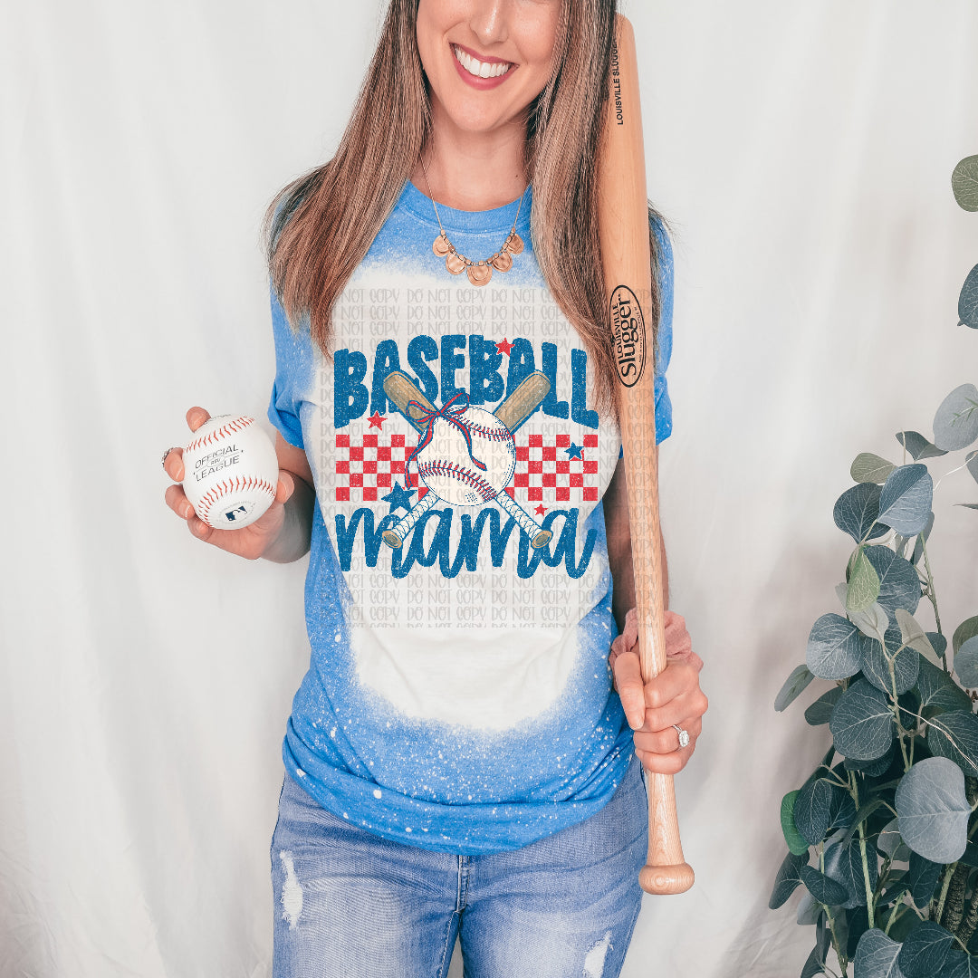 Baseball mama red checkered (Scarlow) DTF Transfer