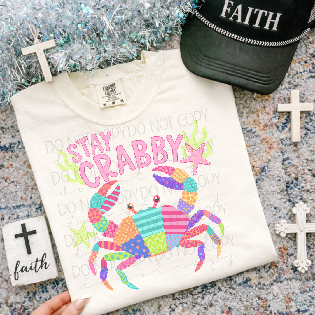 Stay crabby patchwork crab (SSD) DTF Transfer